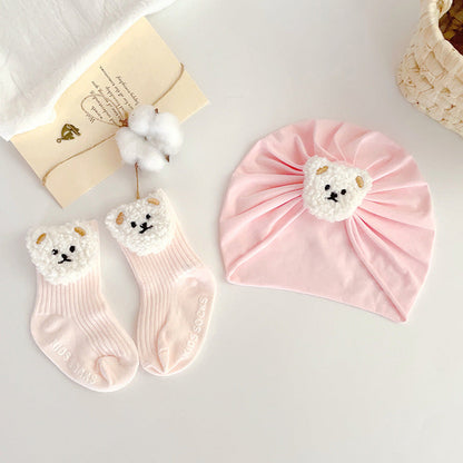 Cute 2-piece baby hat and socks set (Shipping within 24 hours)