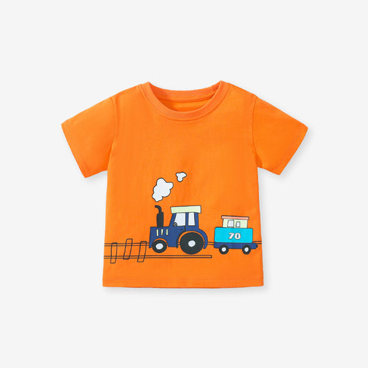 Cartoon train T-shirt in cotone da bambino