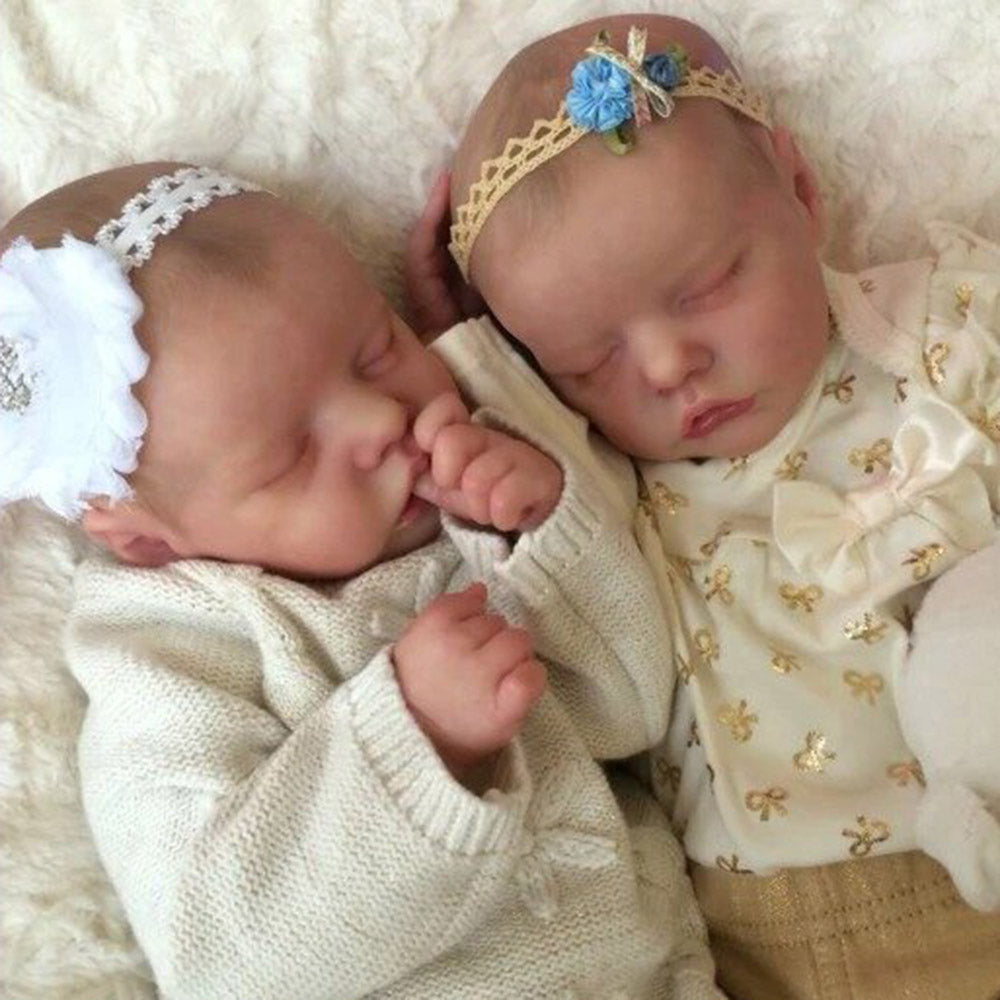 17 inch Light Touch Lifelike Twin Sister Lexi And Allie Reborn Baby Dolls (Shipping within 24 hours)