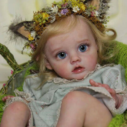 12 Inch Gloria Short Blonde Hair Open Eyes Reborn Doll Girls