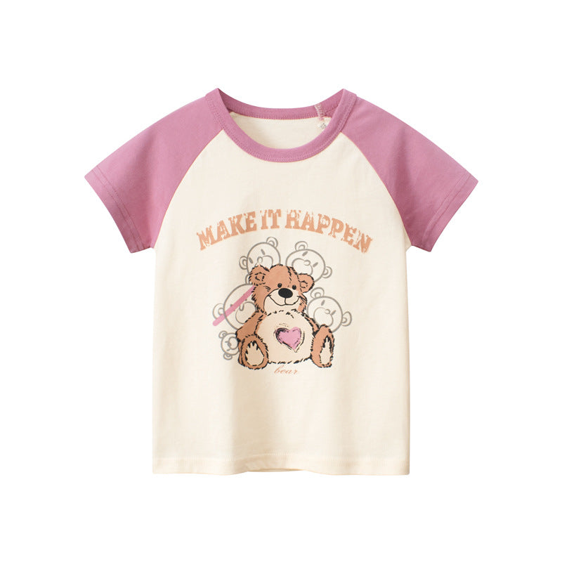 Cartoon Bear Kids Short Sleeve T-Shirt