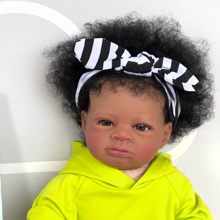 20 Inches Open Eyes Curly Hair African American Reborn Doll-Lanny