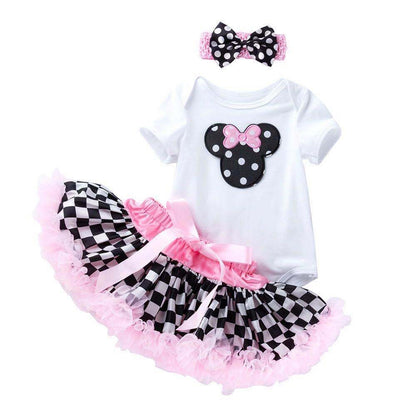 Sweet and cute short sleeve soft veil princess dress 3 piece set