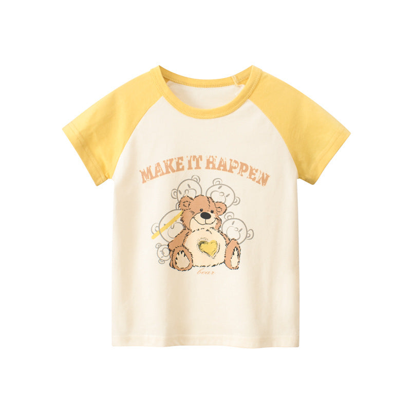 Cartoon Bear Kids Short Sleeve T-Shirt