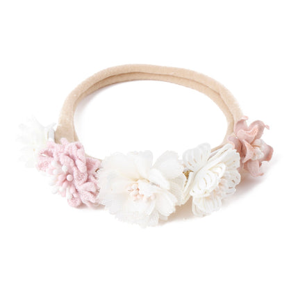 Pastoral headband for children in elastic nylon with flower (Shipping within 24 hours)