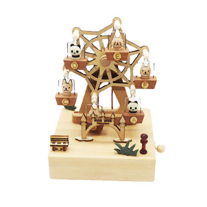 Wooden Music Box With Animal Ferris Wheel