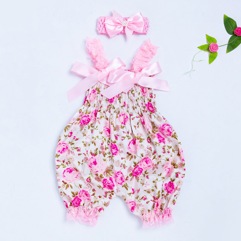 One Piece Floral Suspenders Two Piece Dress for 48-55cm Reborn Dolls