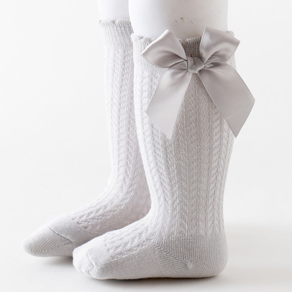 Thigh High Mesh Socks With Large Bow For Children