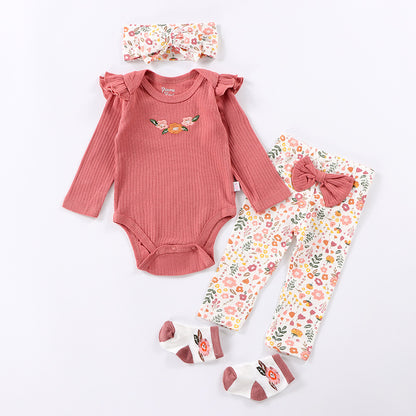 4pcs long sleeve cotton 22-23 inch reborn doll clothes set