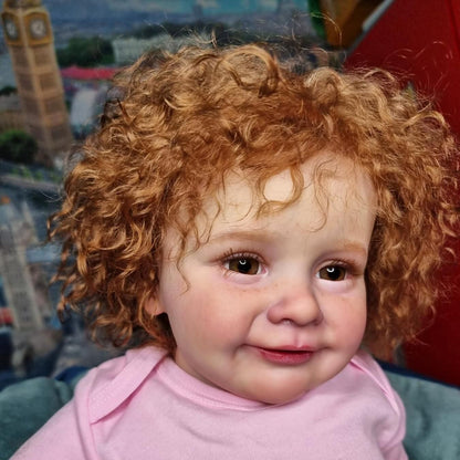 66cm Open Eyes Curly Hair Reborn Doll in Pink Clothes-Zoe