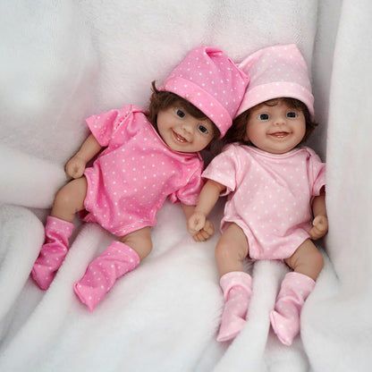 6 inches/15cm Open Eyes Mini Full Silicone Reborn Doll Twins