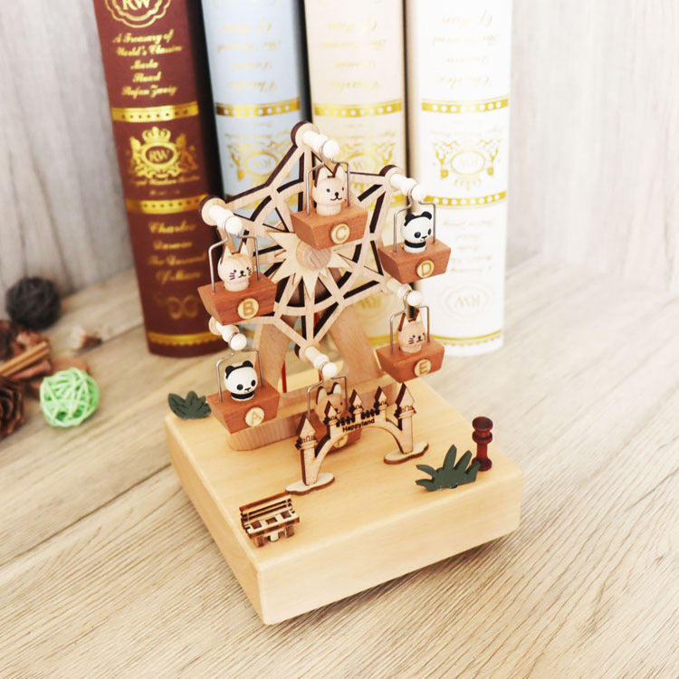 Wooden Music Box With Animal Ferris Wheel