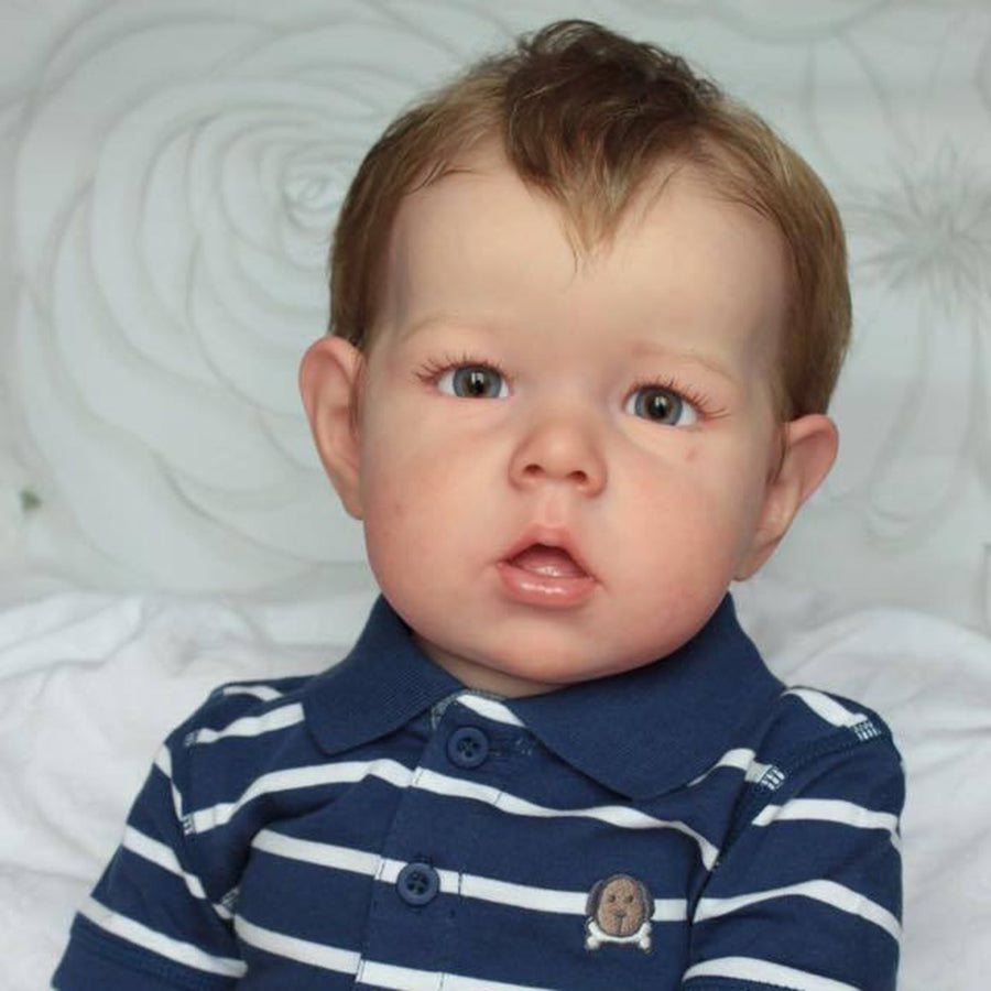 20 inch Cyril boys reborn doll with short hair and open eyes