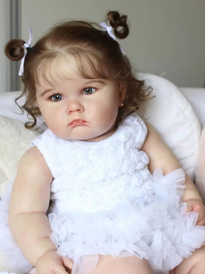 60cm Reborn Susan doll with open eyes and brown hair