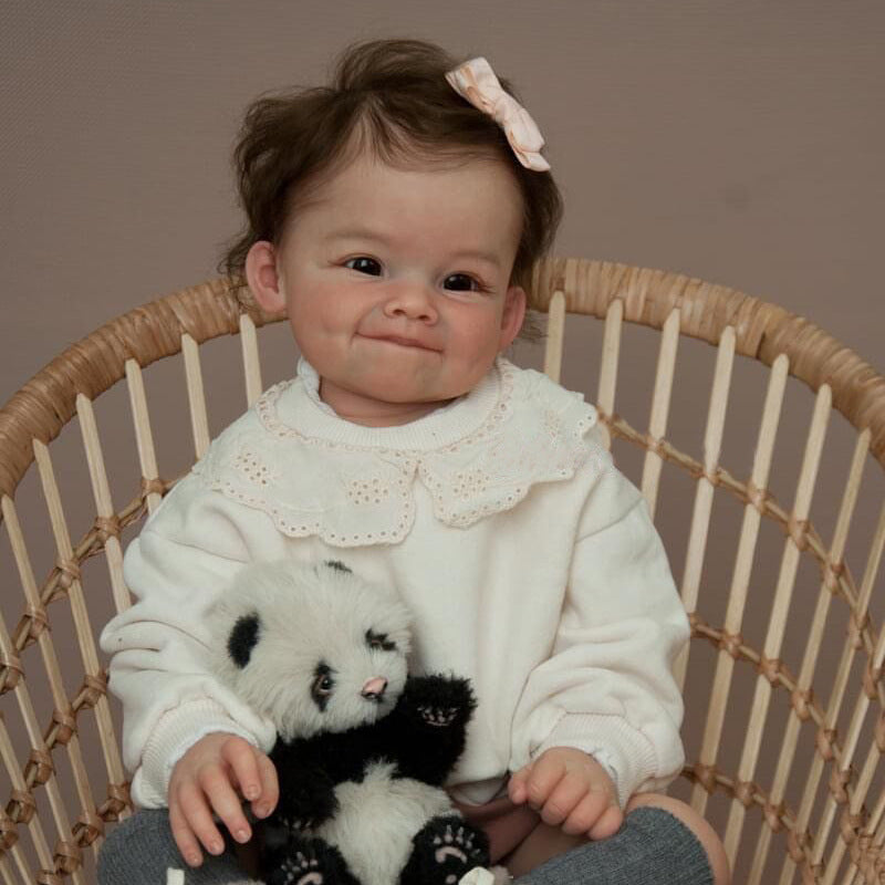 24 inch Open Eyes Sweet Smile Reborn Doll with Hair - Raya