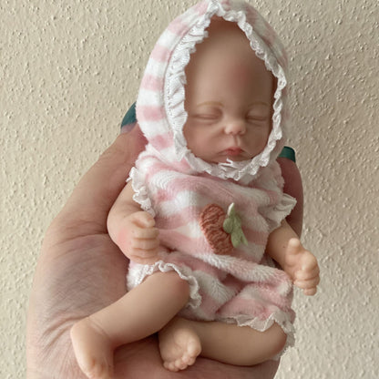 6 inches Closed Eyes Full Silicone Mini Reborn Doll Twins Girls