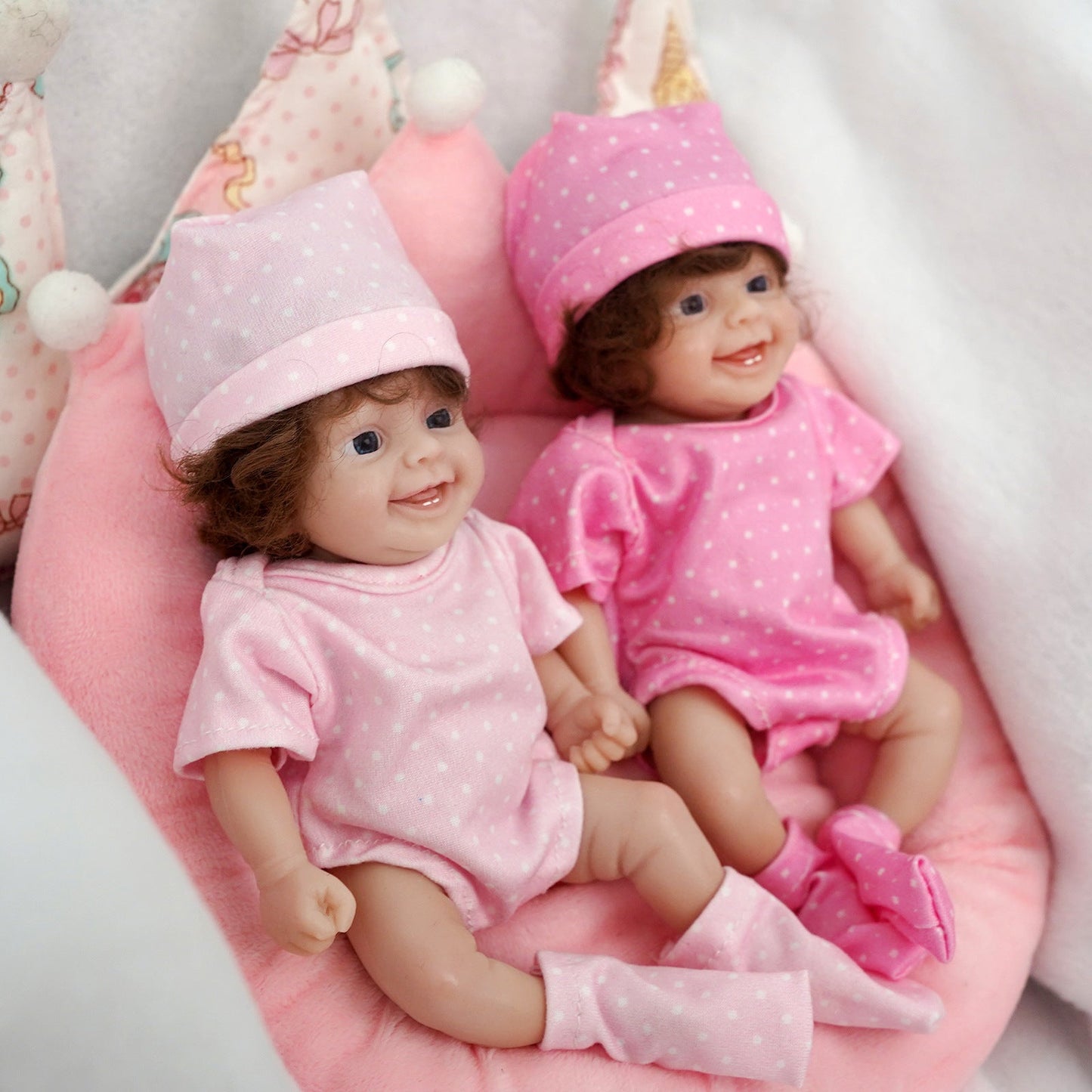 6 inches/15cm Open Eyes Mini Full Silicone Reborn Doll Twins