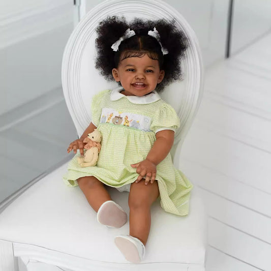 African American Reborn Doll with 60cm Smile and Cloth Body - Mila