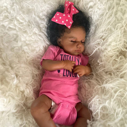 20 inch closed eyes African American Reborn Dolls-loulou