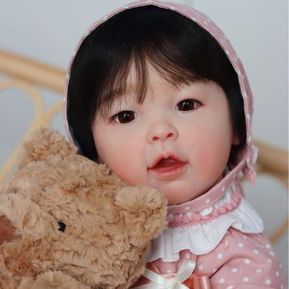 23 inch reborn dolls with open eyes and short hair-Meilian