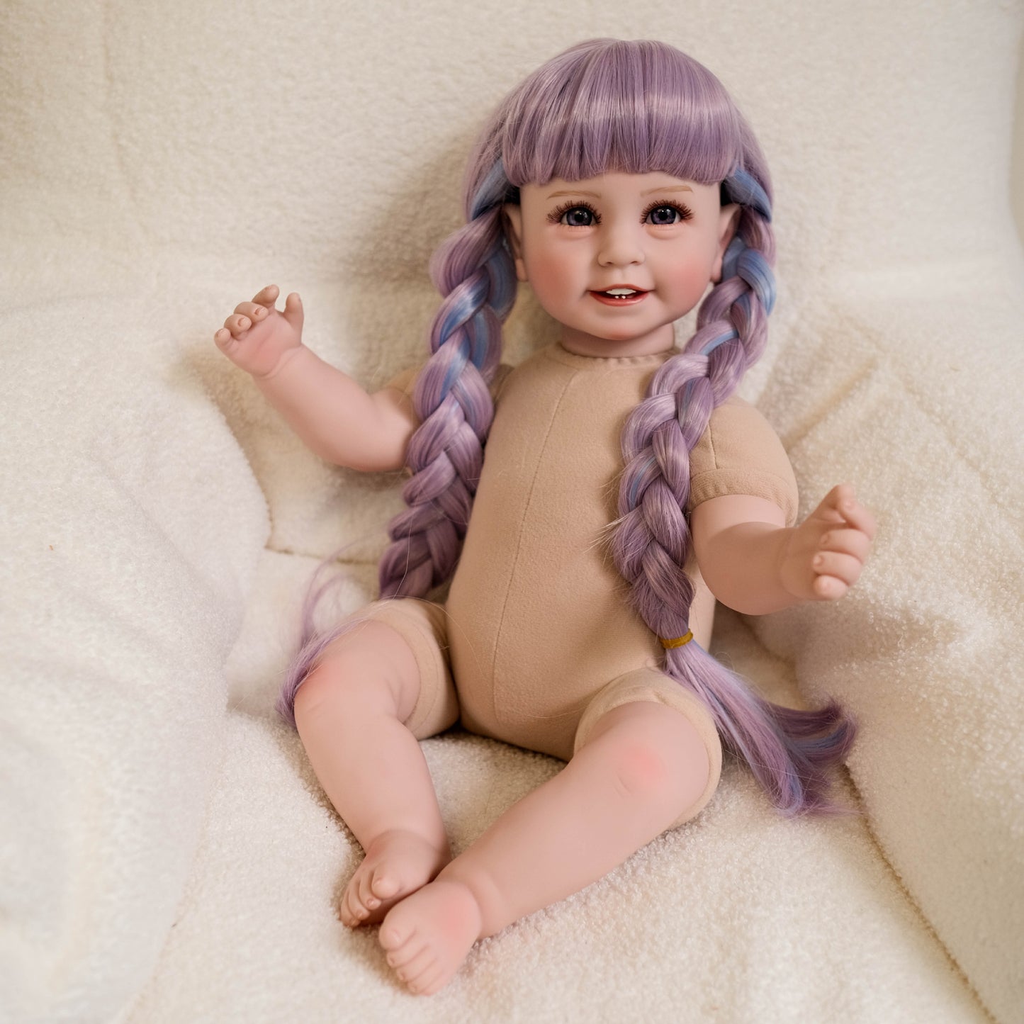 22 Inches Open Eyes Long Colorful Braid Reborn Doll Girl