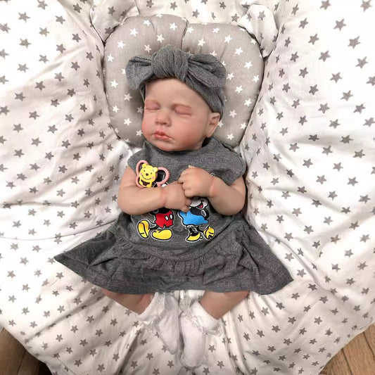 19 inches Closed Eyes Reborn Doll in Gray Clothes-Loulou