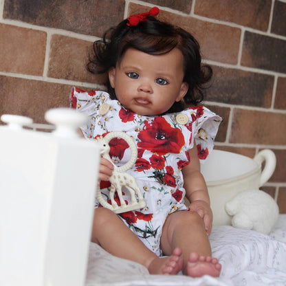 22 inches Open Eyes Short Hair Dark Skin Reborn Doll-Reuben