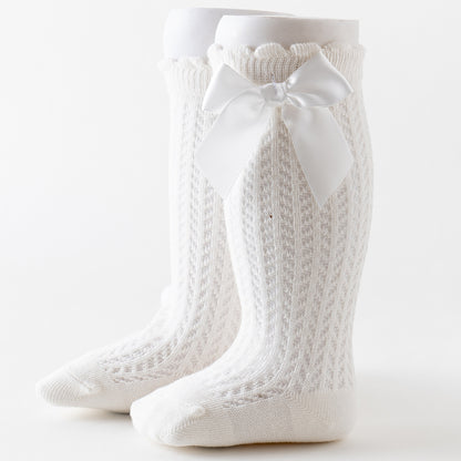 Thigh High Mesh Socks With Large Bow For Children