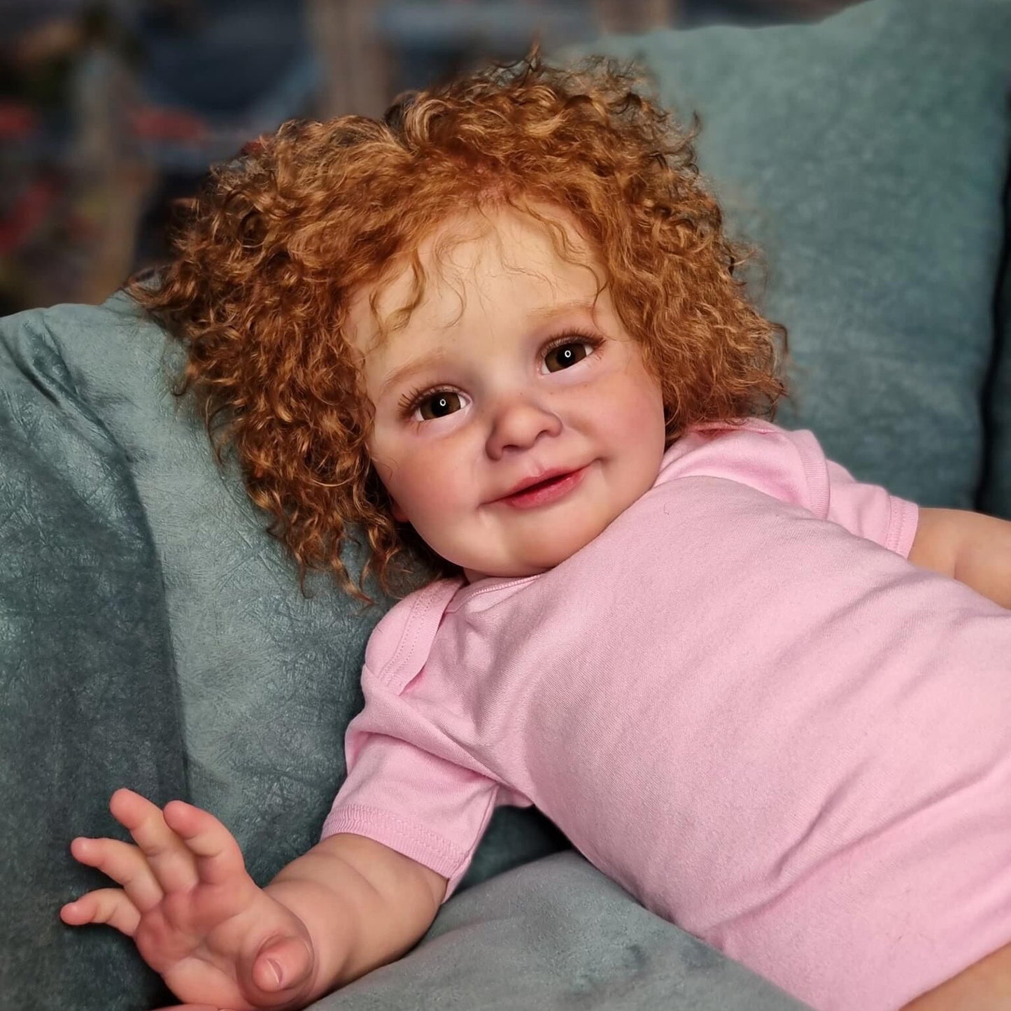 66cm Open Eyes Curly Hair Reborn Doll in Pink Clothes-Zoe