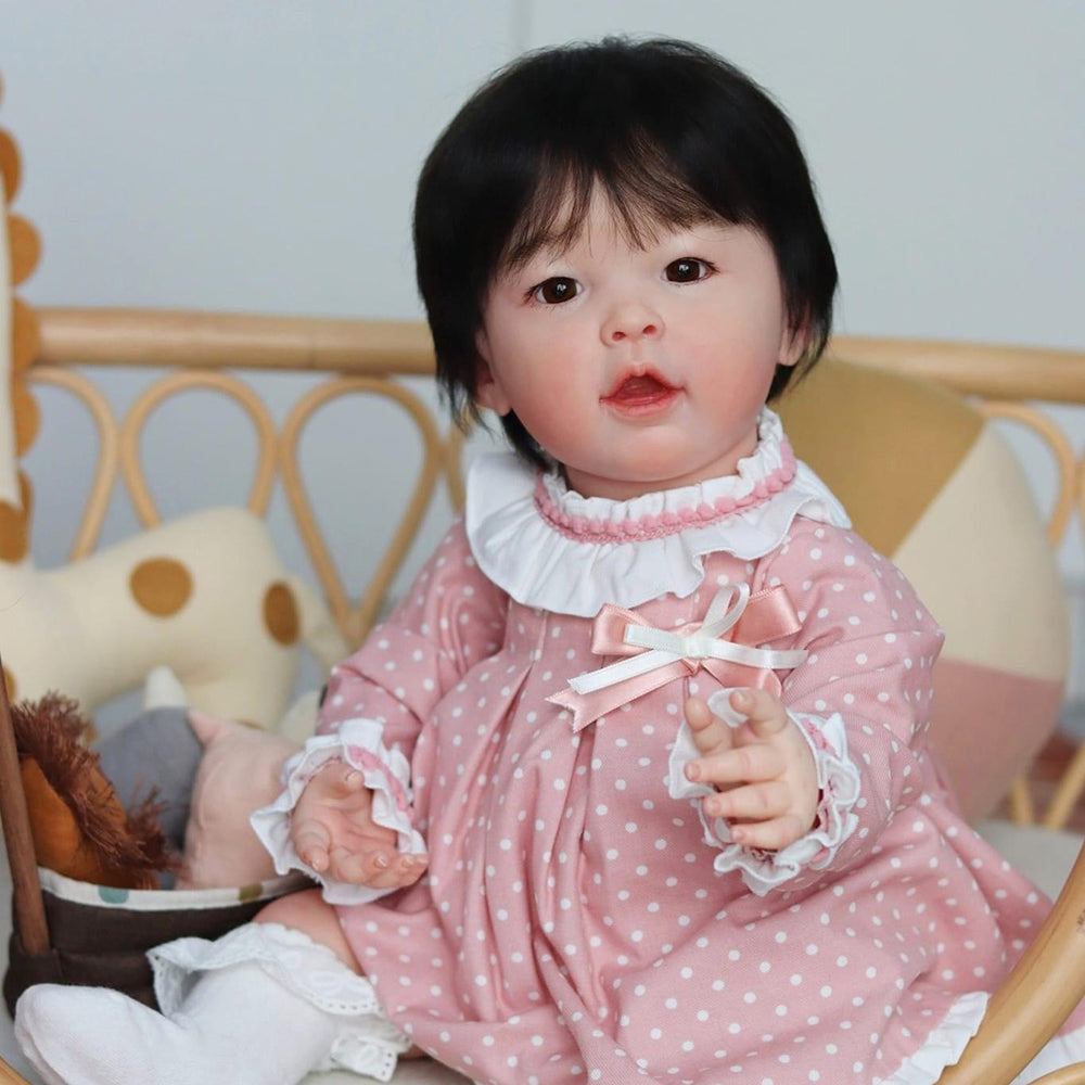 23 inch reborn dolls with open eyes and short hair-Meilian