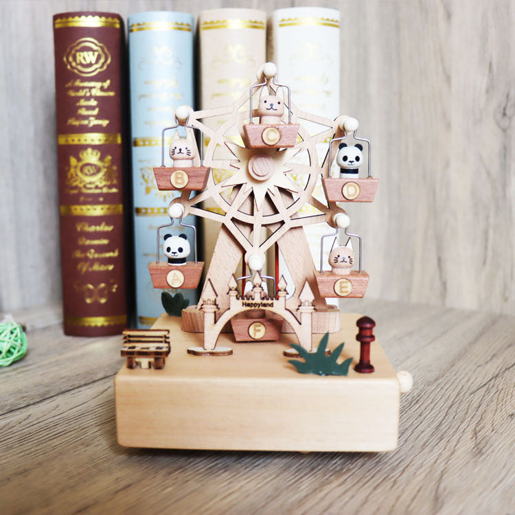 Wooden Music Box With Animal Ferris Wheel