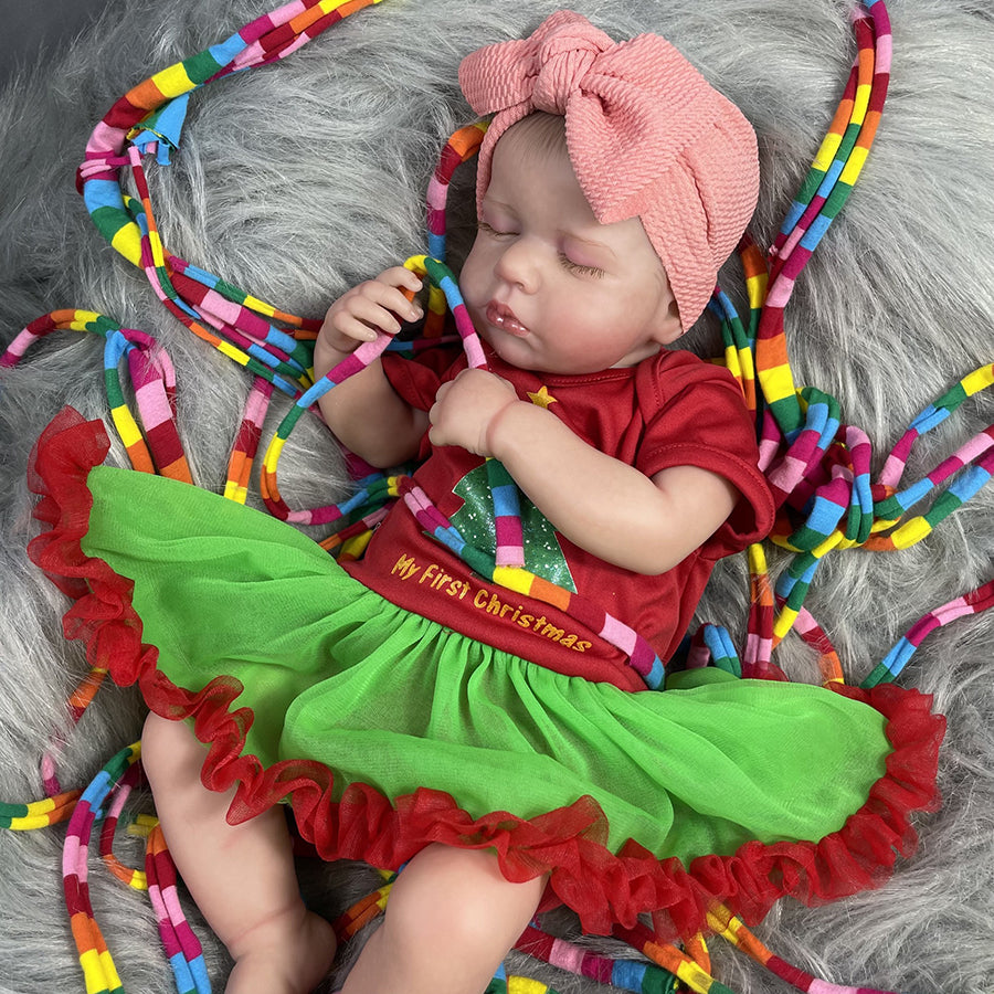 20 inch Sleeping Reborn Dolls with Christmas Clothes -Loulou