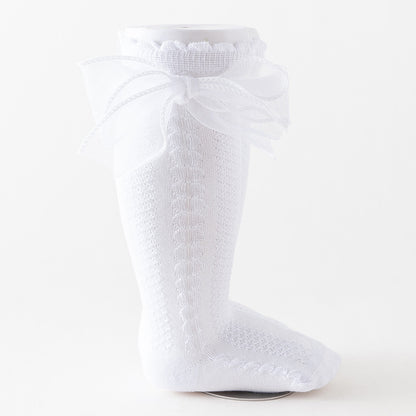 Children's Mid-Calf Knee Socks With Princess Style Bow