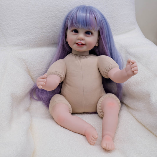 Bambola Reborn Bambina con Capelli Lunghi Colorati e Occhi Aperti da 22 Pollici