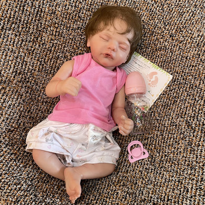 18 inch Twin Reborn Dolls with Closed Eyes and Hair-Sam