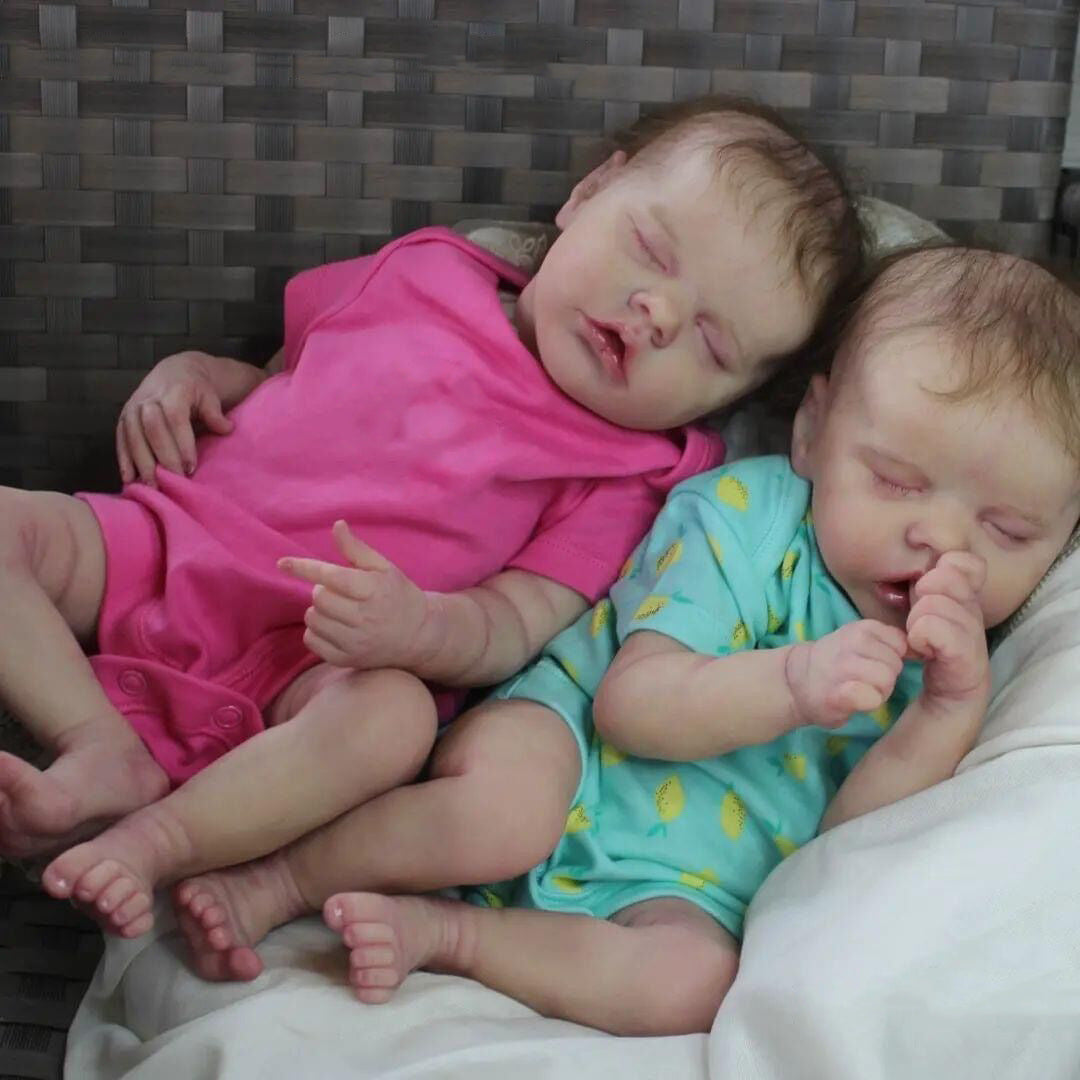 17 inch twin girls reborn dolls with short hair