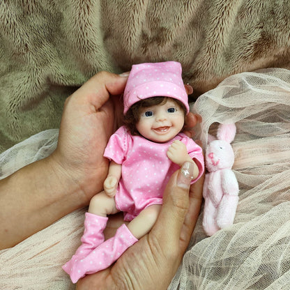 6 inches/15cm Open Eyes Mini Full Silicone Reborn Doll Twins