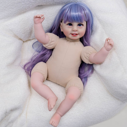 Bambola Reborn Bambina con Capelli Lunghi Colorati e Occhi Aperti da 22 Pollici