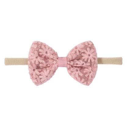 Embroidered hair band with bow