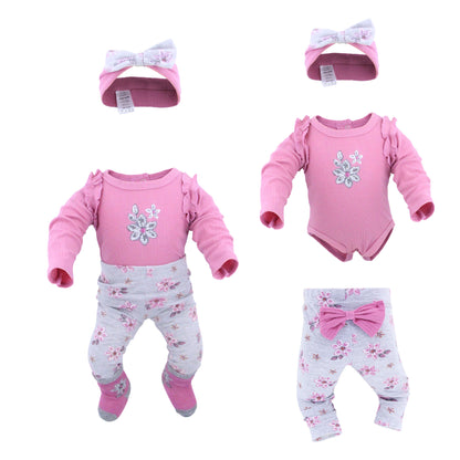 4pcs long sleeve cotton 22-23 inch reborn doll clothes set