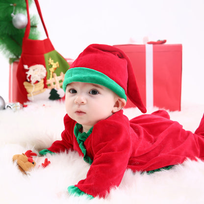 Long Sleeves Christmas Jumpsuit with Hat for 22-24 Inches Reborn Dolls