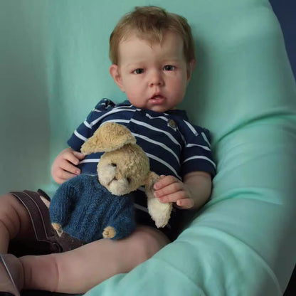 20 inch Cyril boys reborn doll with short hair and open eyes