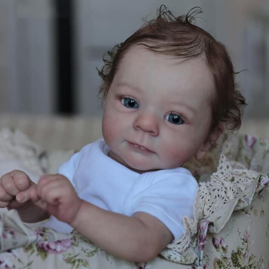 Bambole Reborn Felicia da 19 pollici con occhi aperti e capelli corti