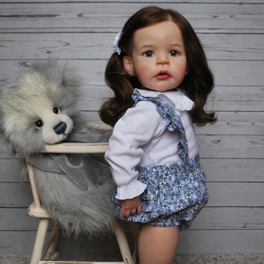 24 inch reborn dolls with open eyes and brown hair-Sandie