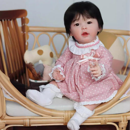 23 inch reborn dolls with open eyes and short hair-Meilian