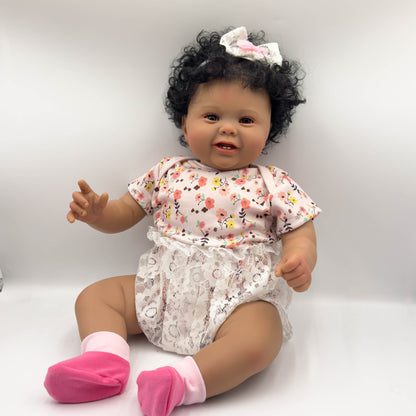 Bonnie 24 inch/60 cm Reborn Doll with Open Eyes and Dark Skin - Kodi