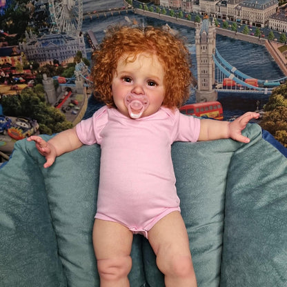 66cm Open Eyes Curly Hair Reborn Doll in Pink Clothes-Zoe