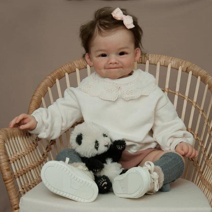 24 inch Open Eyes Sweet Smile Reborn Doll with Hair - Raya