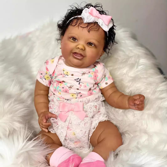 Bonnie 24 inch/60 cm Reborn Doll with Open Eyes and Dark Skin - Kodi