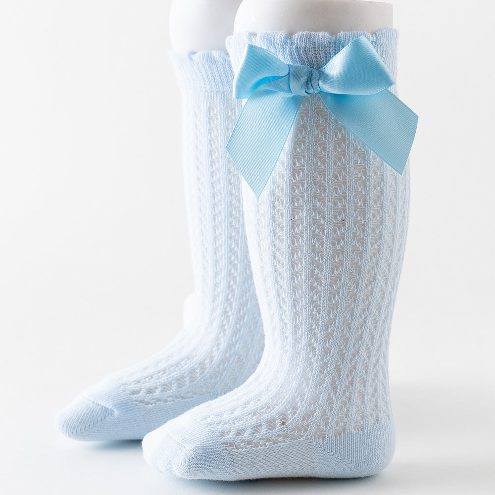 Thigh High Mesh Socks With Large Bow For Children